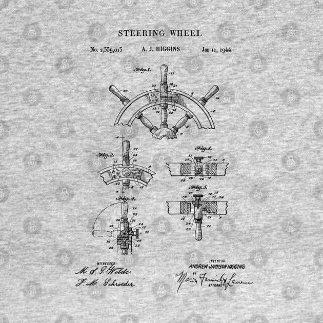 Ship Steering Wheel Patent Print 1944 by MadebyDesign